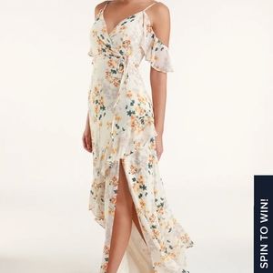 LULU'S Shadow Blooms Floral Maxi Dress. Size L